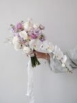 Lavender Dream bridal bouquet – white orchids, purple tulips & lavender by Anelia Fleur Singapore