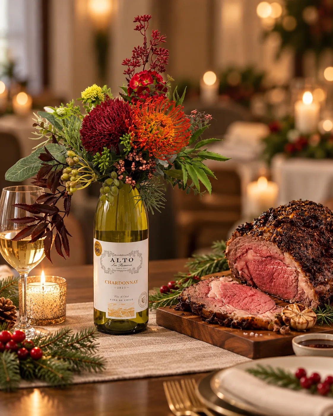 Christmas Ember wine and floral gift Singapore